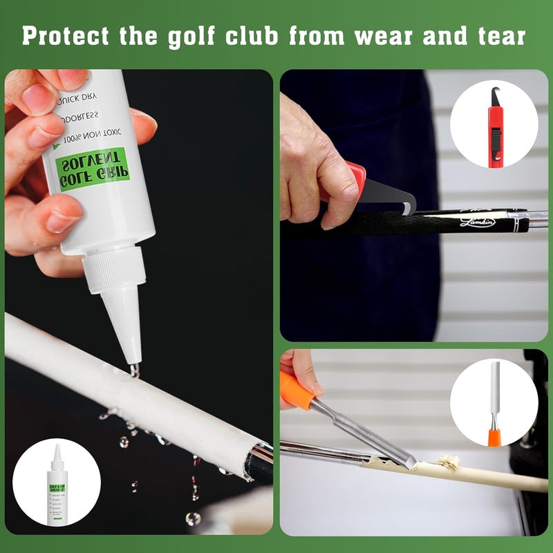 AxPower All-in-One Golf Grip Kit for Regripping Golf Clubs, 360° Swivel Portable Table Vise Rubber Clamp Golf Grip Removal Tool with Golf Grip Replacement Tape and Solvent, Golf Club Regripping Kit - Image 5
